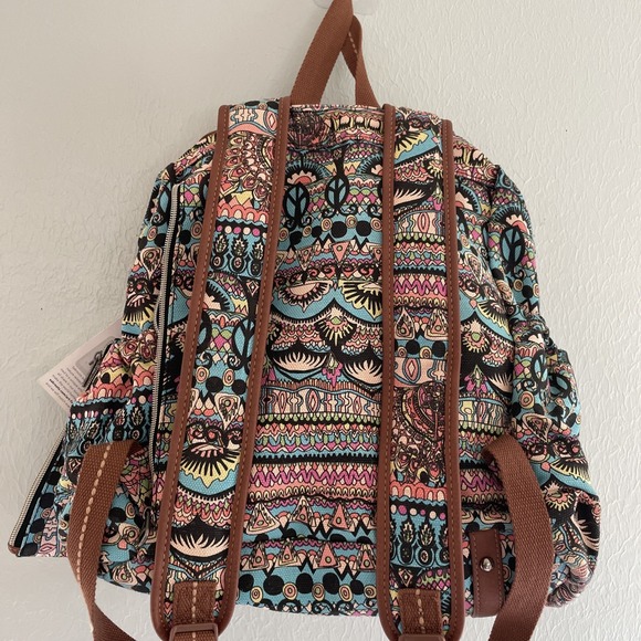 Sakroots Backpack Artist Circle Drawstring Flap Floral Canvas Tote Boho Net Sak - Picture 8 of 9